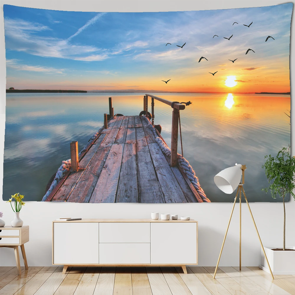 

nature landscape wave tapestry ceiling home decor tropical tree beach wall hanging seaside scenery sunset dusk sea tapestry