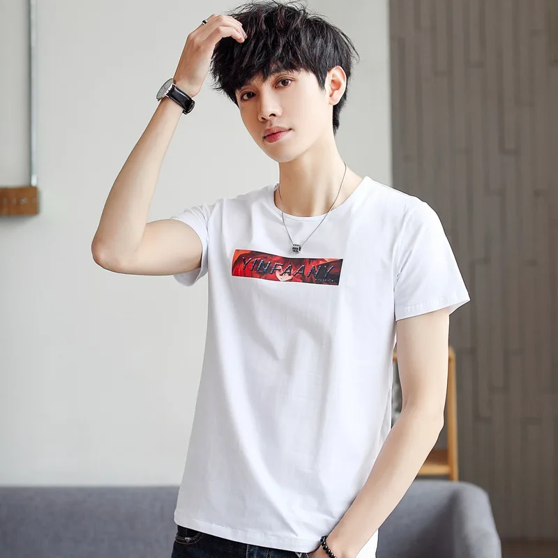 

13675 Men's T-Shirts Summer Short Sleeve t shirt men Simple creative design line cross Print cotton Brand shirts Men Top Tees