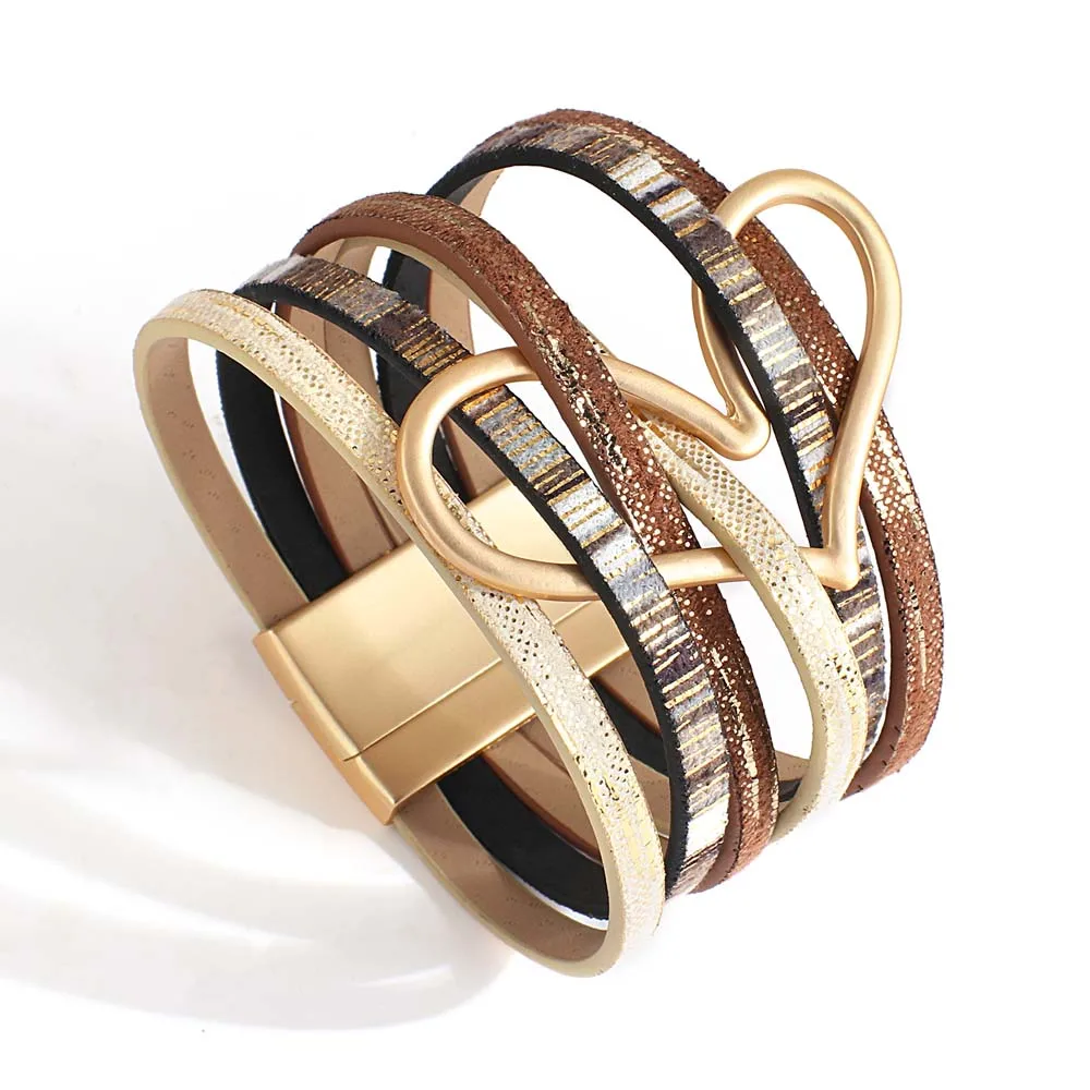 Amorcome Stylish Metal Heart Charm Wrap Bracelets Womens Multi Strand PU Leather Magnetic Bracelet Bohemian Statement Jewelry
Amorcome Stylish Metal Heart Charm Wrap Bracelets Womens Multi Strand PU Leather Magnetic Bracelet Bohemian Statement Jewelry