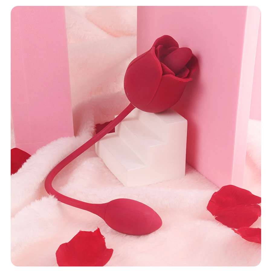 Женский Вибратор-лижущий язык, стимуляция сосков и клитора в форме розы, секс-шоп, массажер для точки G, товары для взрослых, оральный секс