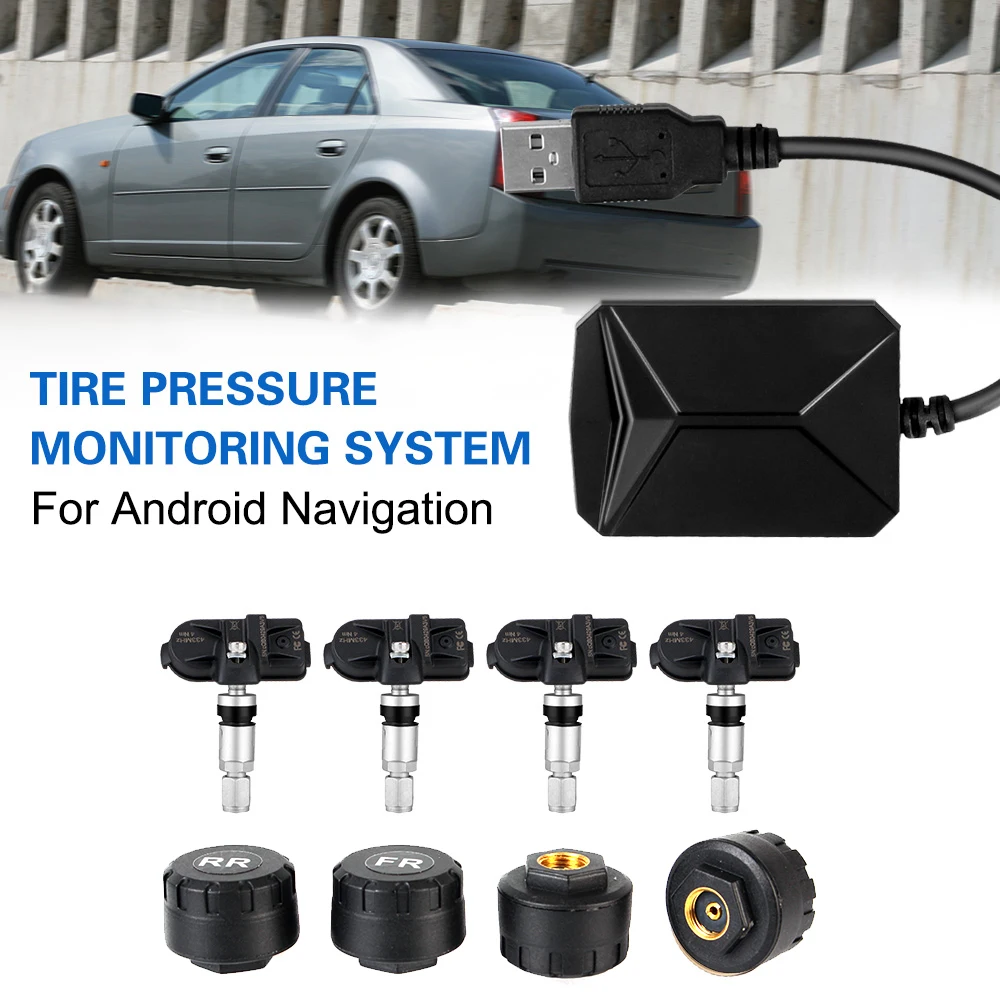 TPMS Android Car Tire Pressure Monitoring System With Receiver and 4 Sensors USB Connection Wireless Transmission For SUV RV
TPMS Android Car Tire Pressure Monitoring System With Receiver and 4 Sensors USB Connection Wireless Transmission For SUV RV