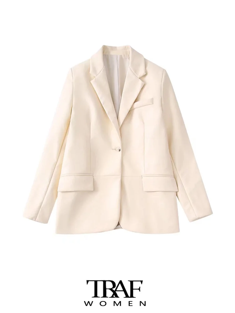 TRAF Women Fashion Faux Leather Front Button Blazer Coat Vintage Long Sleeve Flap Pockets Female Outerwear Chic Veste Femme
TRAF Women Fashion Faux Leather Front Button Blazer Coat Vintage Long Sleeve Flap Pockets Female Outerwear Chic Veste Femme