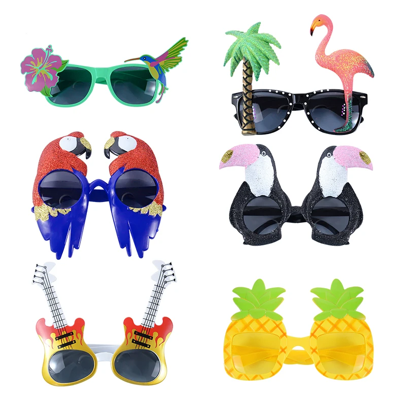 

Hawaiian Party Decoration Flamingo Parrot Pineapple Sunglasses Hawaii Luau Pool Beach Party Decoration Supplies Funny Glasses