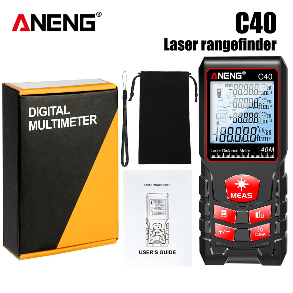 ANENG LCD Digital Laser Distance Meter Portable Handheld Rangefinder 40M 60M 80M 100M Measuring Instrument Laser Rangefinder
ANENG LCD Digital Laser Distance Meter Portable Handheld Rangefinder 40M 60M 80M 100M Measuring Instrument Laser Rangefinder