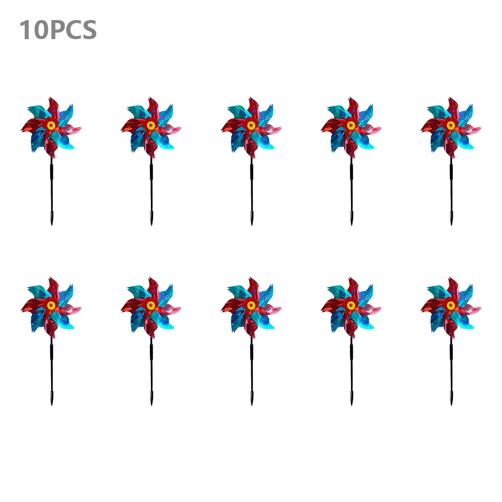 10pcs Orchard Farm Durable Field Reflective Pinwheel Effective With Stakes Extra Sparkly Lawn Bird Deterrent Garden Decor 
10pcs Orchard Farm Durable Field Reflective Pinwheel Effective With Stakes Extra Sparkly Lawn Bird Deterrent Garden Decor
