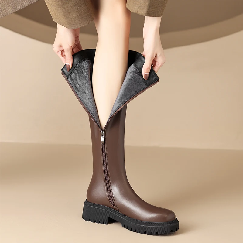 Winter Warm Fur Fashion Women Knee High Boots Mixed Color Punk Chunky Heels Knight Boots Woman Zipper Shoes Pumps High Botas 42
Winter Warm Fur Fashion Women Knee High Boots Mixed Color Punk Chunky Heels Knight Boots Woman Zipper Shoes Pumps High Botas 42