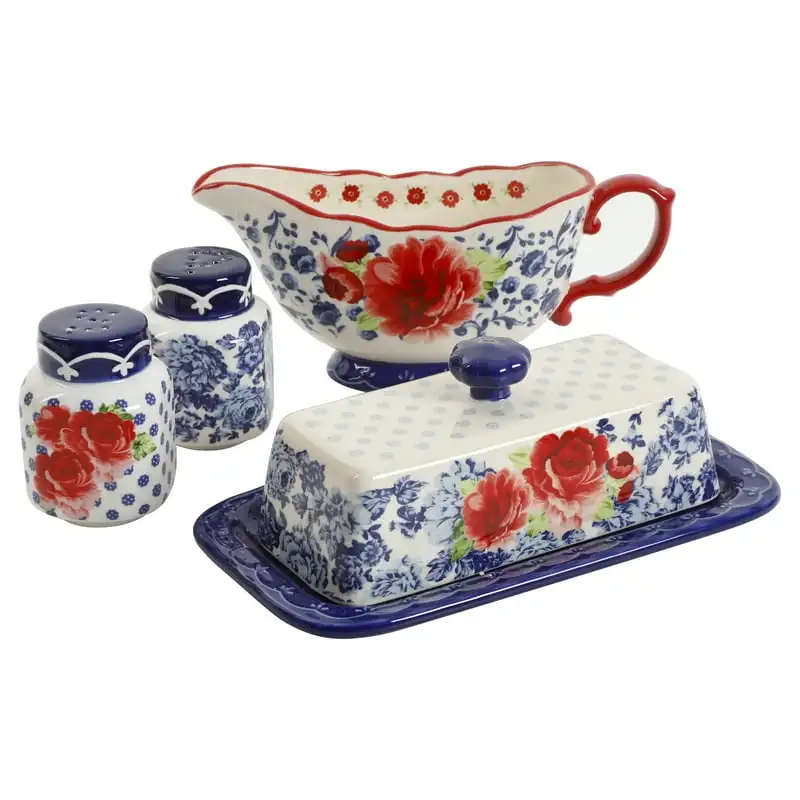 Rose Butter Dish w/Lid, Gravy Boat and Salt & Pepper Set, 5 Piece Set Dispensador de aceite de cocina Squeeze bottle Small plate
Rose Butter Dish w/Lid, Gravy Boat and Salt & Pepper Set, 5 Piece Set Dispensador de aceite de cocina Squeeze bottle Small plate