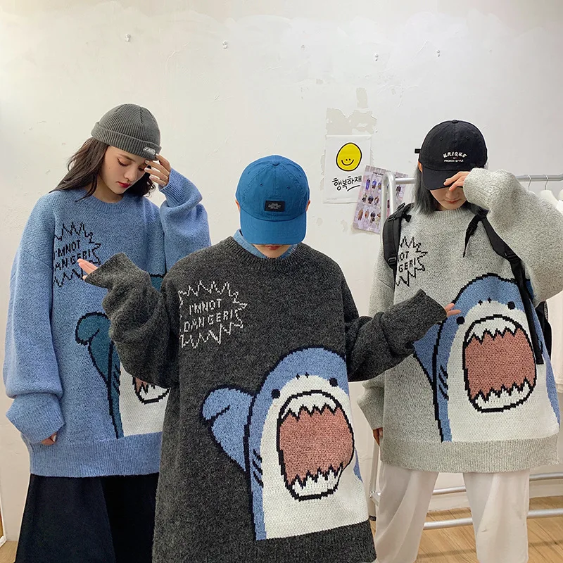 2022 Men's Shark Sweater Autumn Winter Patchwork Cartoon Cute Round Neck Harajuku Shark Men's Sweater
2022 Men's Shark Sweater Autumn Winter Patchwork Cartoon Cute Round Neck Harajuku Shark Men's Sweater