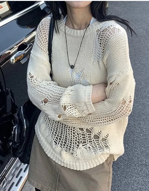 Vintage Dark Academia Knitted T-shirt Y2K Hollow Out See Through Oversized Pullovers Cover-Ups Harajuku Grunge Retro Tees
Vintage Dark Academia Knitted T-shirt Y2K Hollow Out See Through Oversized Pullovers Cover-Ups Harajuku Grunge Retro Tees