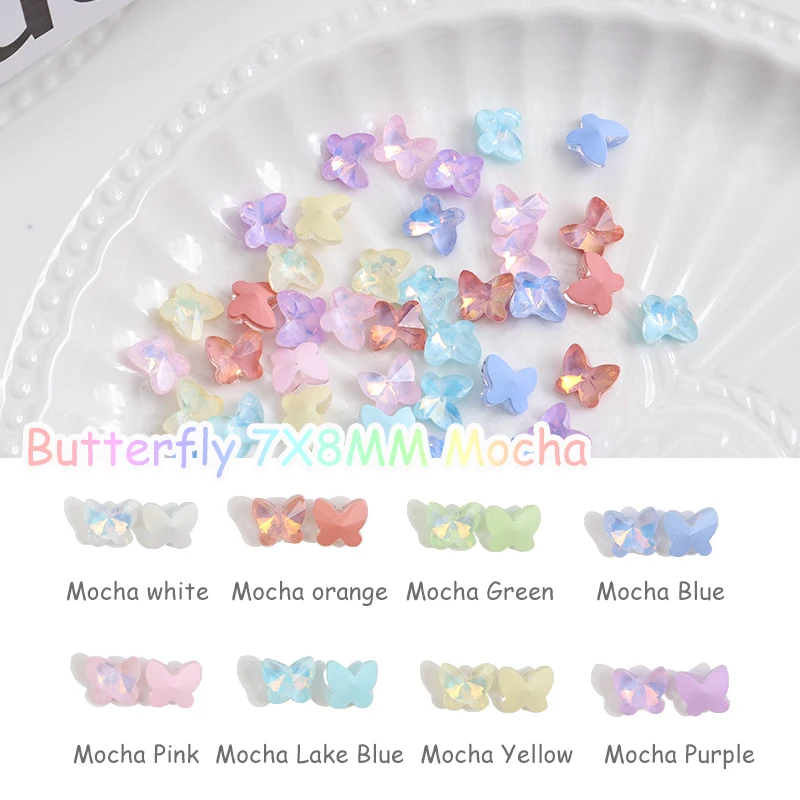 

New Mocha Series Sharp Bottom Beautiful Butterfly Crystal Nail Art Rhinestone DIY Manicure Accessories Shiny Glass Diamonds