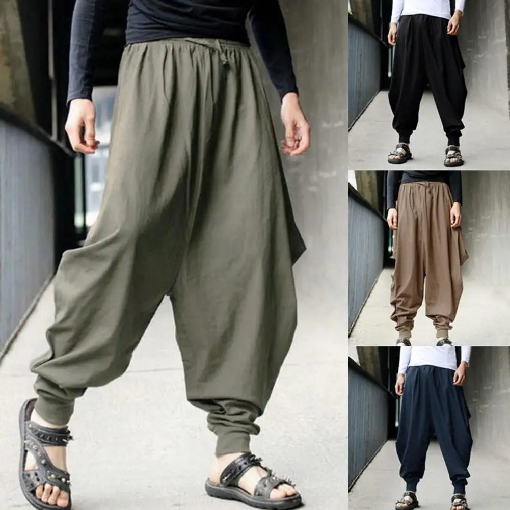 Fashion Men Pant Wide Leg Shrinkable Cuffs Harem Pants Elastic Waist Solid Color Adjustable Drawstring Casual Pants Streetwear
Fashion Men Pant Wide Leg Shrinkable Cuffs Harem Pants Elastic Waist Solid Color Adjustable Drawstring Casual Pants Streetwear