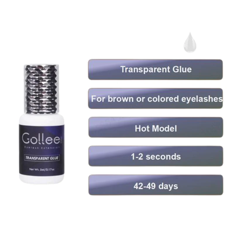 C01 Gollee Transparent Eyelash Glue for Lash Extensions Fast Extra Strong Lash Glue 1-3 Sec Dry Time 7 Weeks Bonding Free Latex
C01 Gollee Transparent Eyelash Glue for Lash Extensions Fast Extra Strong Lash Glue 1-3 Sec Dry Time 7 Weeks Bonding Free Latex