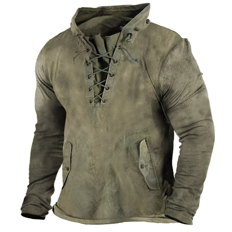 Spring Retro V Neck Lace-up Men T-shirt Casual Solid Loose Man Top Sweatshirt New Autumn Long Sleeve Tee Shirts Hoodies Harajuku
Spring Retro V Neck Lace-up Men T-shirt Casual Solid Loose Man Top Sweatshirt New Autumn Long Sleeve Tee Shirts Hoodies Harajuku