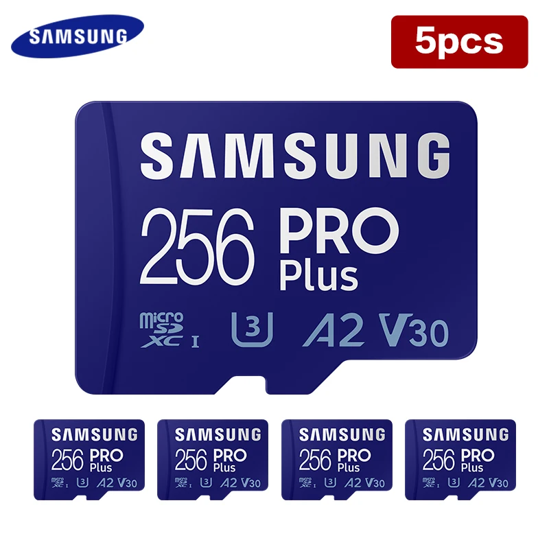 

SAMSUNG PRO PLUS Memory Card 5PCS 256GB TF MicroSD U3 V30 Micro SD Card High Speed Cartao De Memoria for Game Console Phone