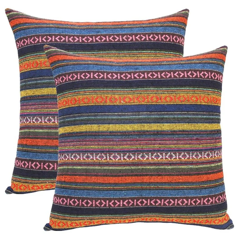 Set Of 2 Bohemian Throw Pillow Covers Decorative Boho Mexican Retro Stripe Multicolor Pillow Cases, For Sofa 18X18inch
Set Of 2 Bohemian Throw Pillow Covers Decorative Boho Mexican Retro Stripe Multicolor Pillow Cases, For Sofa 18X18inch