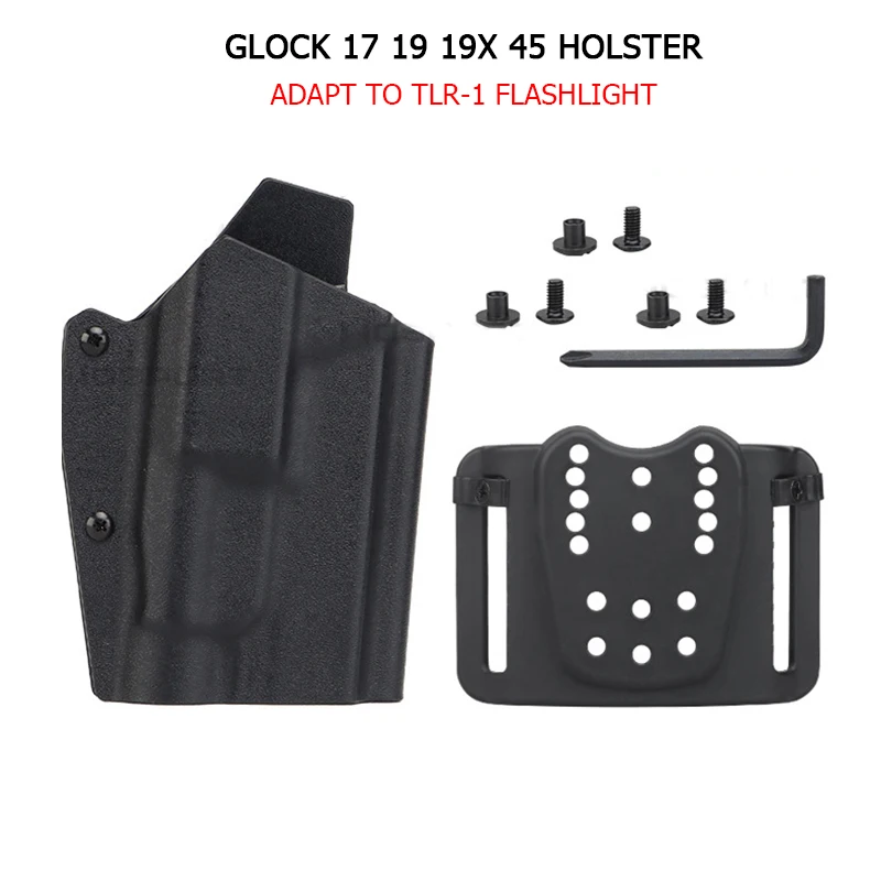 Airsoft Kydex Tactical Holster for Glock 17 19 19x 45 Pistol TLR-1 Flashlight Bearing Gun Belt Waist Holster Hunting accessories
Airsoft Kydex Tactical Holster for Glock 17 19 19x 45 Pistol TLR-1 Flashlight Bearing Gun Belt Waist Holster Hunting accessories