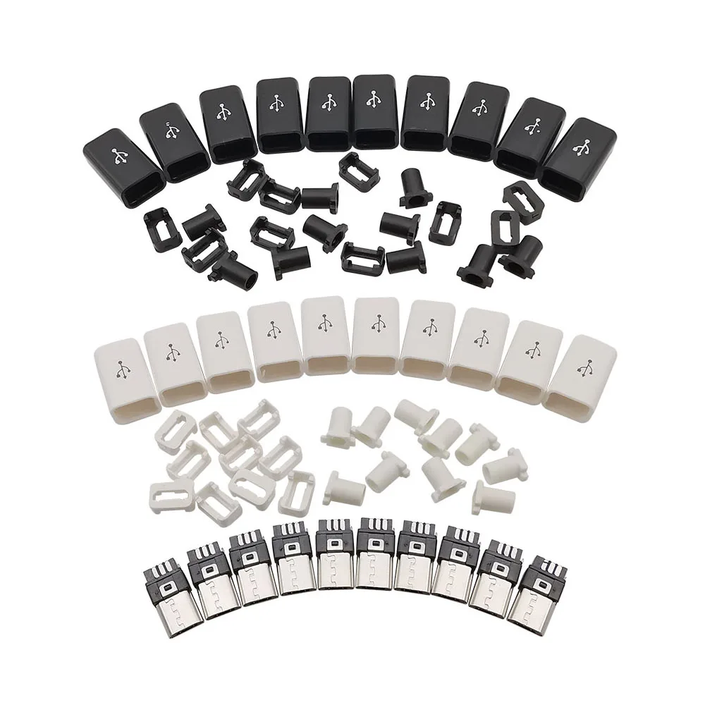 100Pcs Micro USB Solder Male Connector Plastic Shell White Black DIY 5 Pin Welding Plug Sockect Terminals
100Pcs Micro USB Solder Male Connector Plastic Shell White Black DIY 5 Pin Welding Plug Sockect Terminals