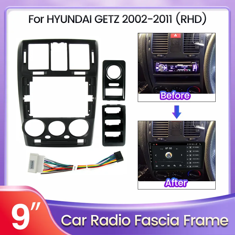 Комплект рамок для автомобильного радио 9 дюймов для Hyundai GETZ 2002-20011 (правое колесо)
Комплект рамок для автомобильного радио 9 дюймов для Hyundai GETZ 2002-20011 (правое колесо)