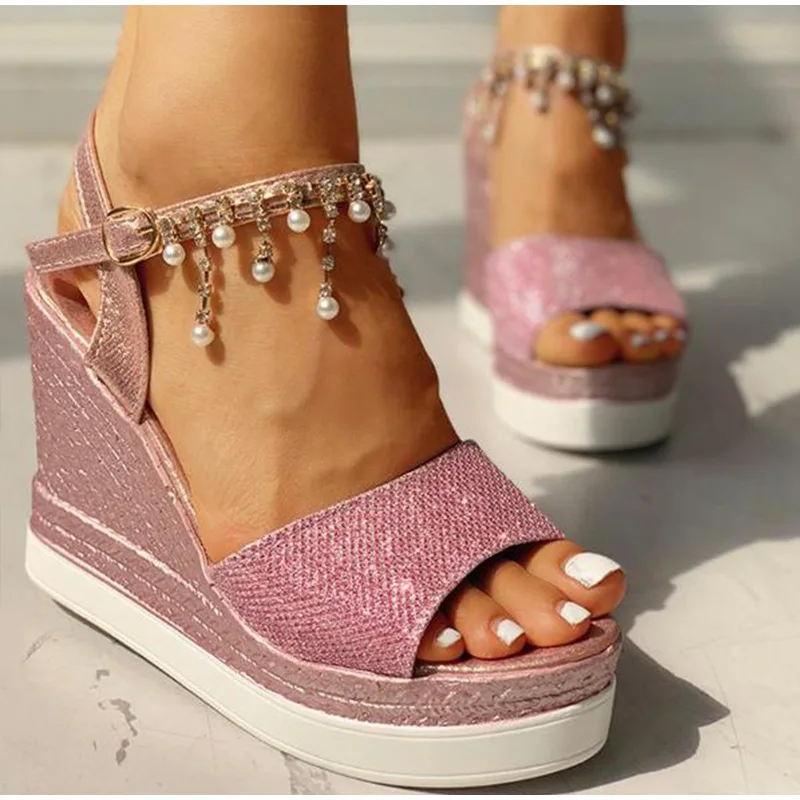 2022 New Women Wedge Sandals Summer Bead Studded Detail Platform Sandals Buckle Strap Peep Toe Thick Bottom Casual Shoes Ladies
2022 New Women Wedge Sandals Summer Bead Studded Detail Platform Sandals Buckle Strap Peep Toe Thick Bottom Casual Shoes Ladies