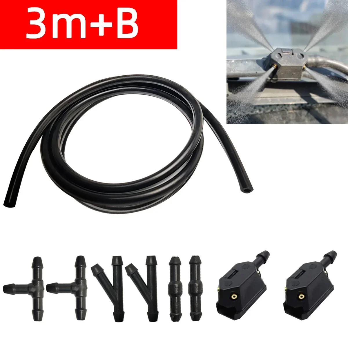 Универсальная насадка для омывателя лобового стекла 1/2/3/4 м, трубка для шланга с разъемом T Y, прямая для насоса переднего стекла, фары, автомобильные детали