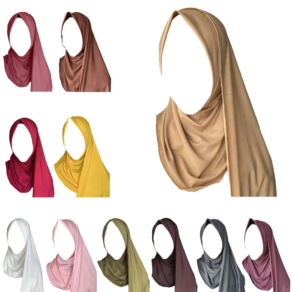 

Однотонный хлопковый женский мусульманский хиджаб, Натяжная одежда, шарф Instan, Кепка для химиотерапии, шапочка, мусульманский арабский платок, шарфы, женский головной убор, тюрбан