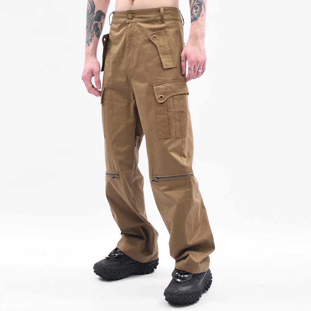 

High Street Baggy Y2K Cargos Men's Multi-pockets Solid Color Straight Overalls Harajuku Loose Casual Unisex Oversized Trousers