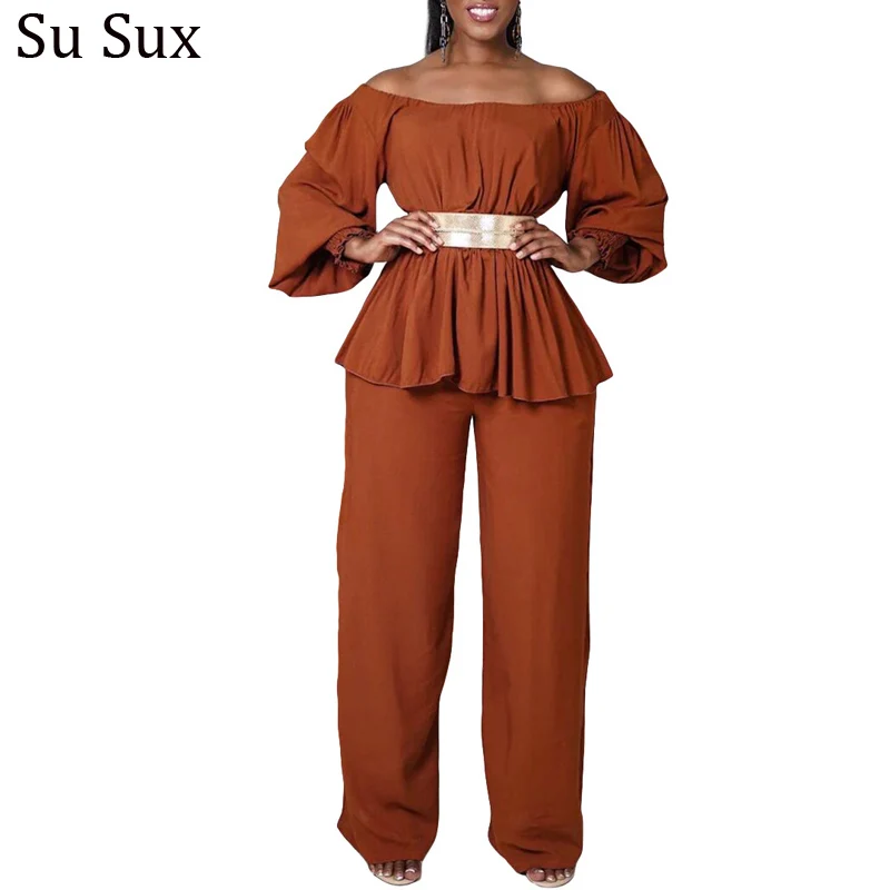 Wide Leg Pant Suits 2 Piece Set Women 2023 Loose Solid Slash Neck Lanter Sleeve Top Outifts and Belt Vestidos Streetwear Clothin
Wide Leg Pant Suits 2 Piece Set Women 2023 Loose Solid Slash Neck Lanter Sleeve Top Outifts and Belt Vestidos Streetwear Clothin