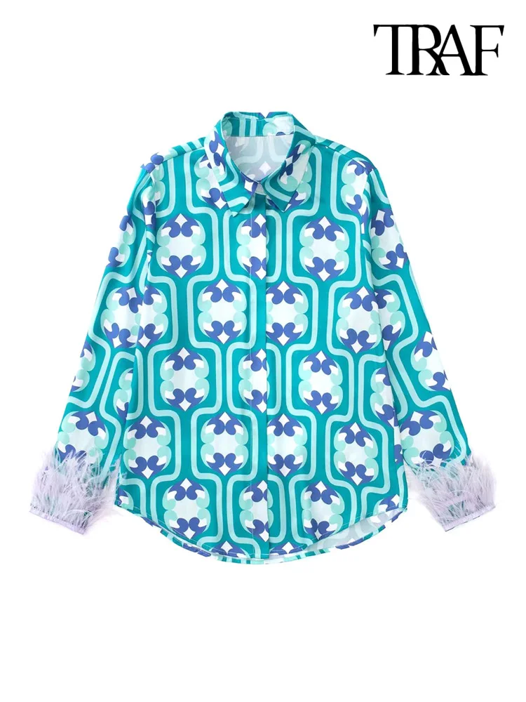 TRAF Women Fashion With Feathers Printed Shirts Vintage Long Sleeve Button-up Female Blouses Blusas Chic Tops
TRAF Women Fashion With Feathers Printed Shirts Vintage Long Sleeve Button-up Female Blouses Blusas Chic Tops