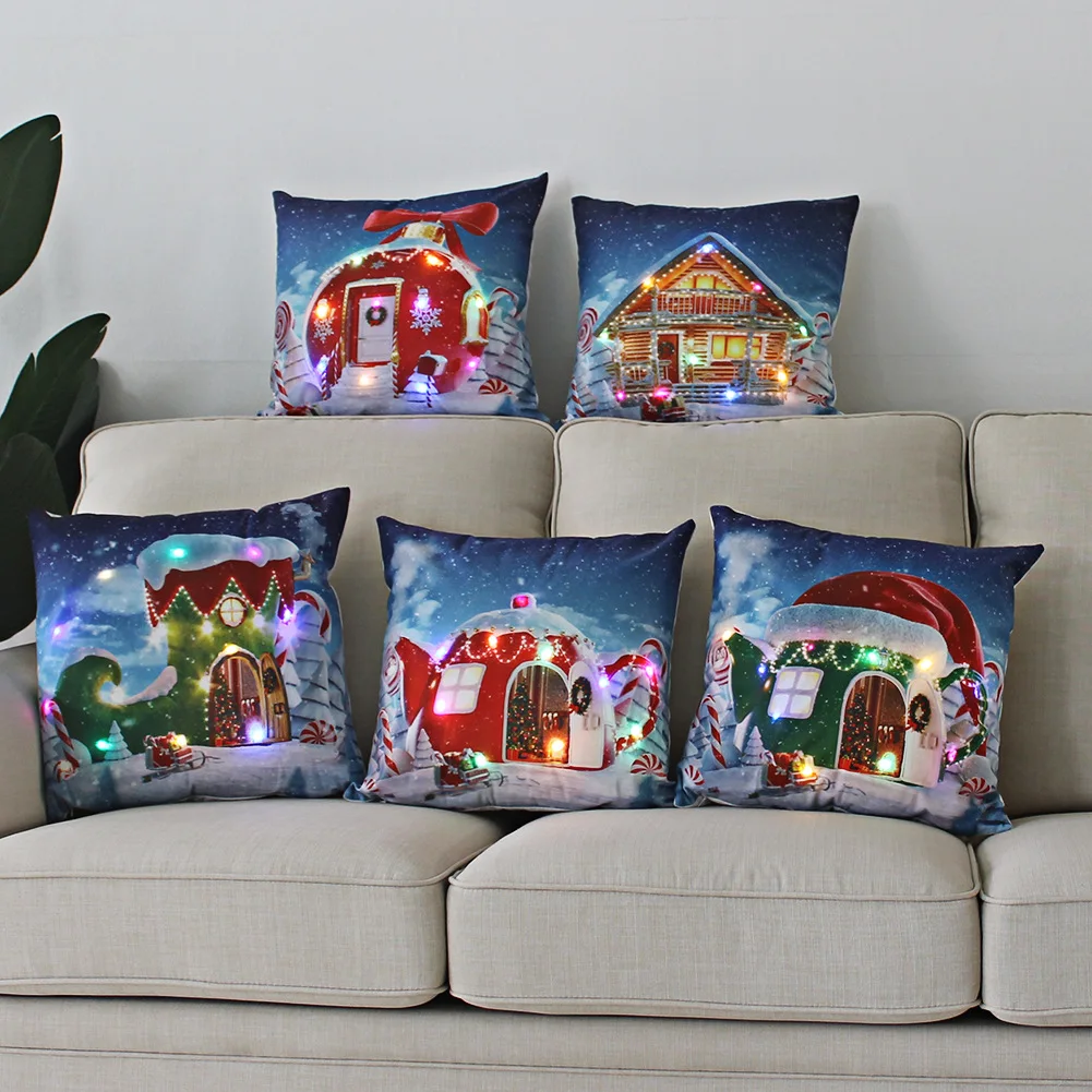 Home Decoration Christmas LED Light Pillow Case Christmas Printing Polyester Pillow Cushion Cushion Cushion funda de almohada
Home Decoration Christmas LED Light Pillow Case Christmas Printing Polyester Pillow Cushion Cushion Cushion funda de almohada