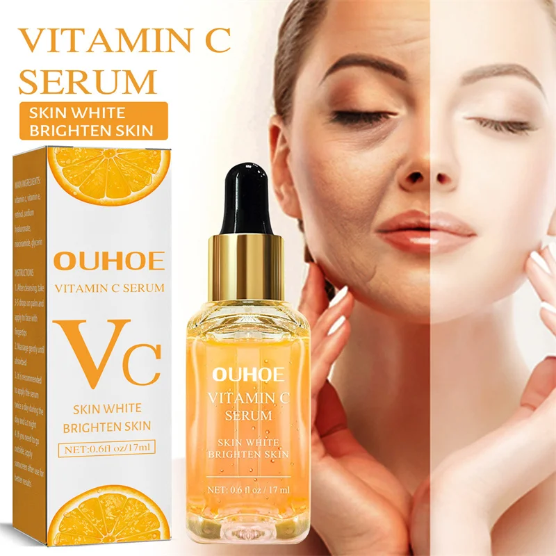 

Vitamin C Whitening Anti-Aging Facial Serum Fade Fine Lines Brightening Essence Freckles Dark Spots Pigmentation Melasma Removal