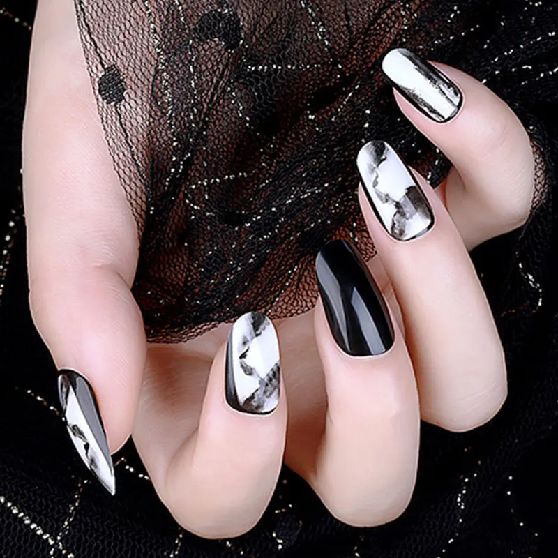 WINMIR 24Pcs Wearable Fake Nails Black & Grey Press On Nails French Marbled Round Fingertips Removable False Nail Art With Tools
WINMIR 24Pcs Wearable Fake Nails Black & Grey Press On Nails French Marbled Round Fingertips Removable False Nail Art With Tools