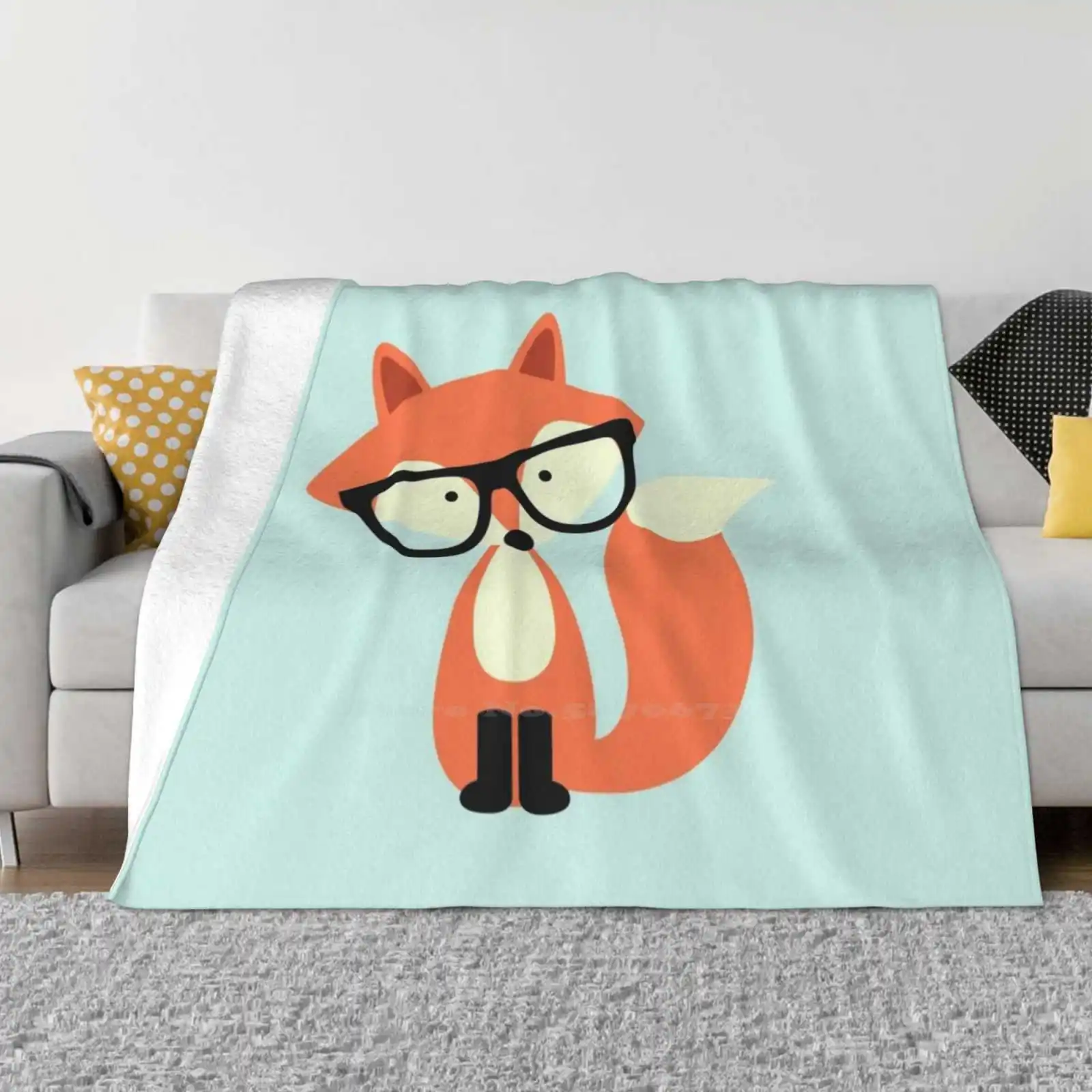 

Cute Hipster Red Fox New Print Novelty Fashion Soft Warm Blanket Foxes Animals Nature Glasses Hipster Cute Cartoon Character