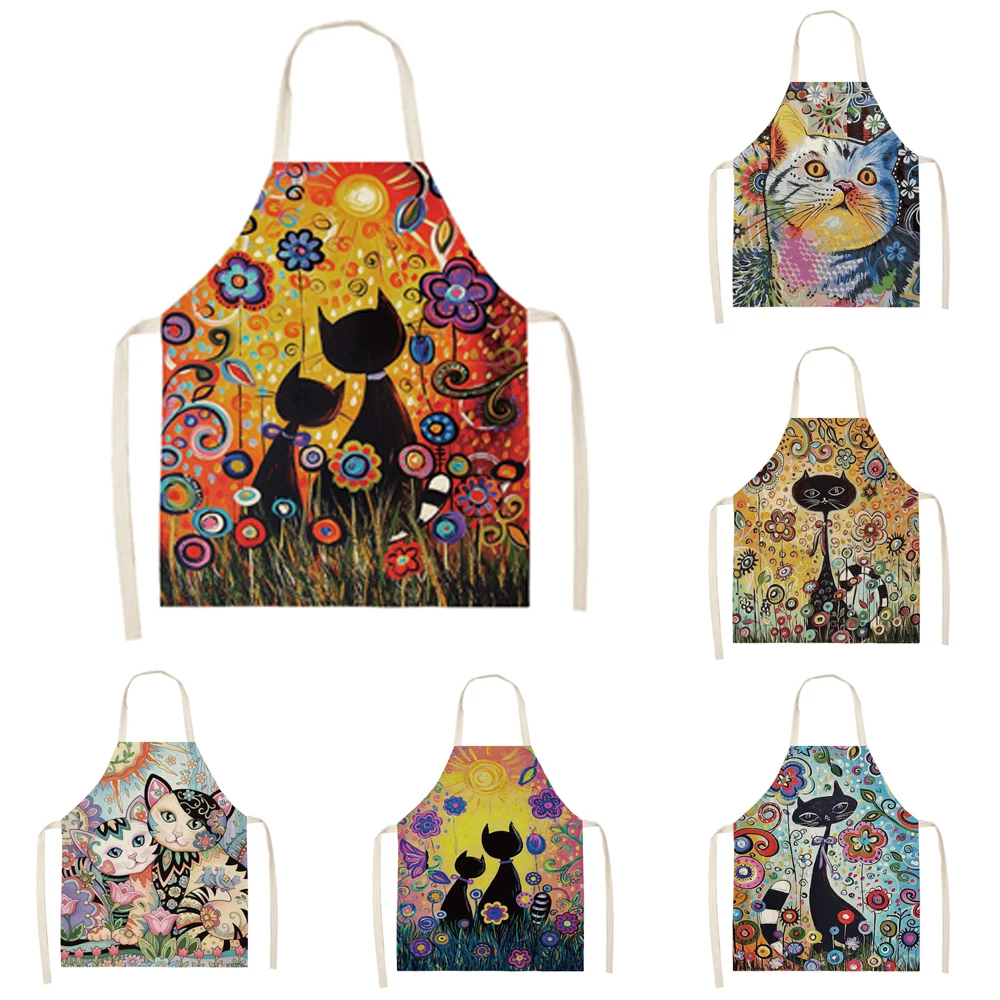 Cute Cat Print Kitchen Apron Women Linen Sleeveless Cooking Apron Restaurant Chef Apron Home Cleaning Tools Bib Delantal Cocina 
Cute Cat Print Kitchen Apron Women Linen Sleeveless Cooking Apron Restaurant Chef Apron Home Cleaning Tools Bib Delantal Cocina