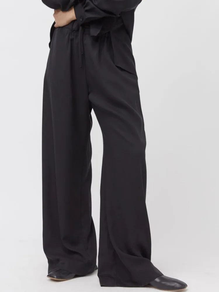 Women Trousers Pockets Loose Fit Drawstring Casual Wide Leg Pants
Women Trousers Pockets Loose Fit Drawstring Casual Wide Leg Pants