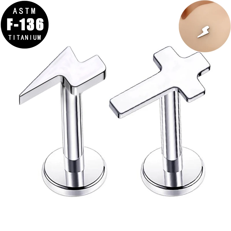 ASTM F136 Titanium Lip Labret Ring Flat Lightning Cross Internally Threaded Helix Earring Ear Tragus Cartilage Lip Studs Jewelry
ASTM F136 Titanium Lip Labret Ring Flat Lightning Cross Internally Threaded Helix Earring Ear Tragus Cartilage Lip Studs Jewelry