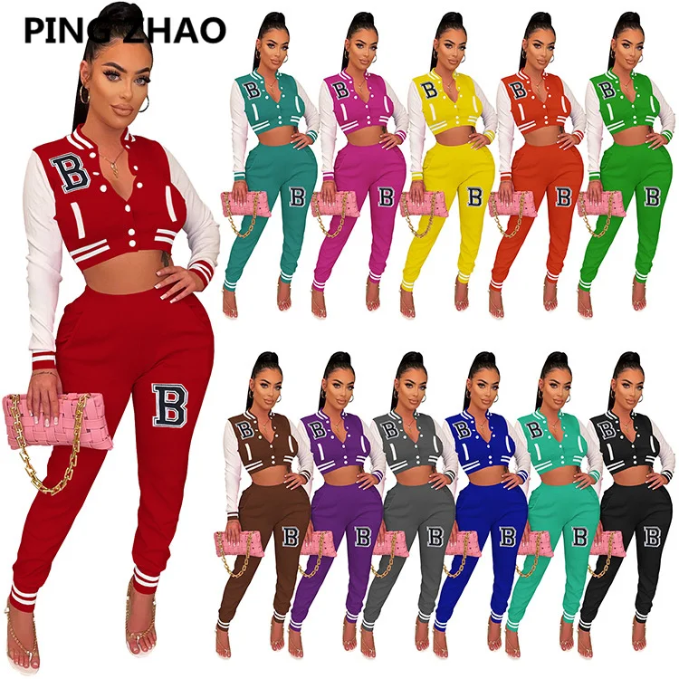 Letter Baseball Women's Tracksuit Single Breasted Jacket and Sweatpants Matching Two 2 Piece Set Outfits Sweatsuit
Letter Baseball Women's Tracksuit Single Breasted Jacket and Sweatpants Matching Two 2 Piece Set Outfits Sweatsuit