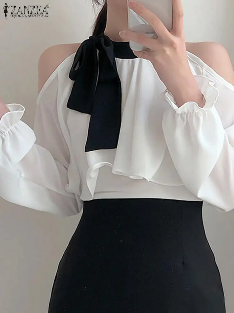 ZANZEA Vintage Party Long Sleeve Tunic 2023 Women Blouse Cold Shoulder Elegant Color-block Tops Korean Fashion Tie Neck Blusas
ZANZEA Vintage Party Long Sleeve Tunic 2023 Women Blouse Cold Shoulder Elegant Color-block Tops Korean Fashion Tie Neck Blusas