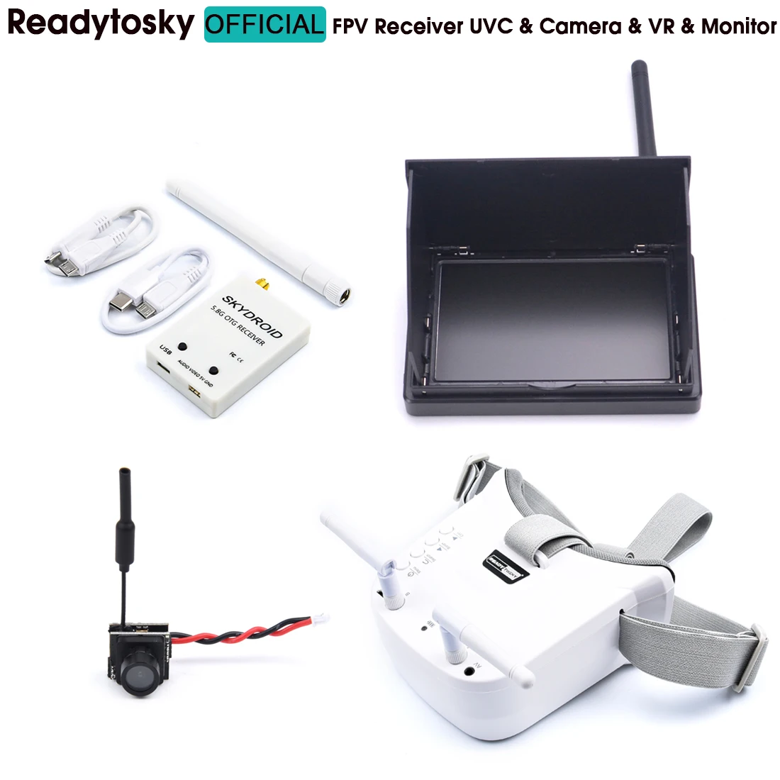 

FPV 5.8G 48CH 4.3 Inch Receiver Monitor & Transmitter 600TVL HD Micro CMOS AIO Camera & Skydroid Antenna FUAV UVC For RC Drone