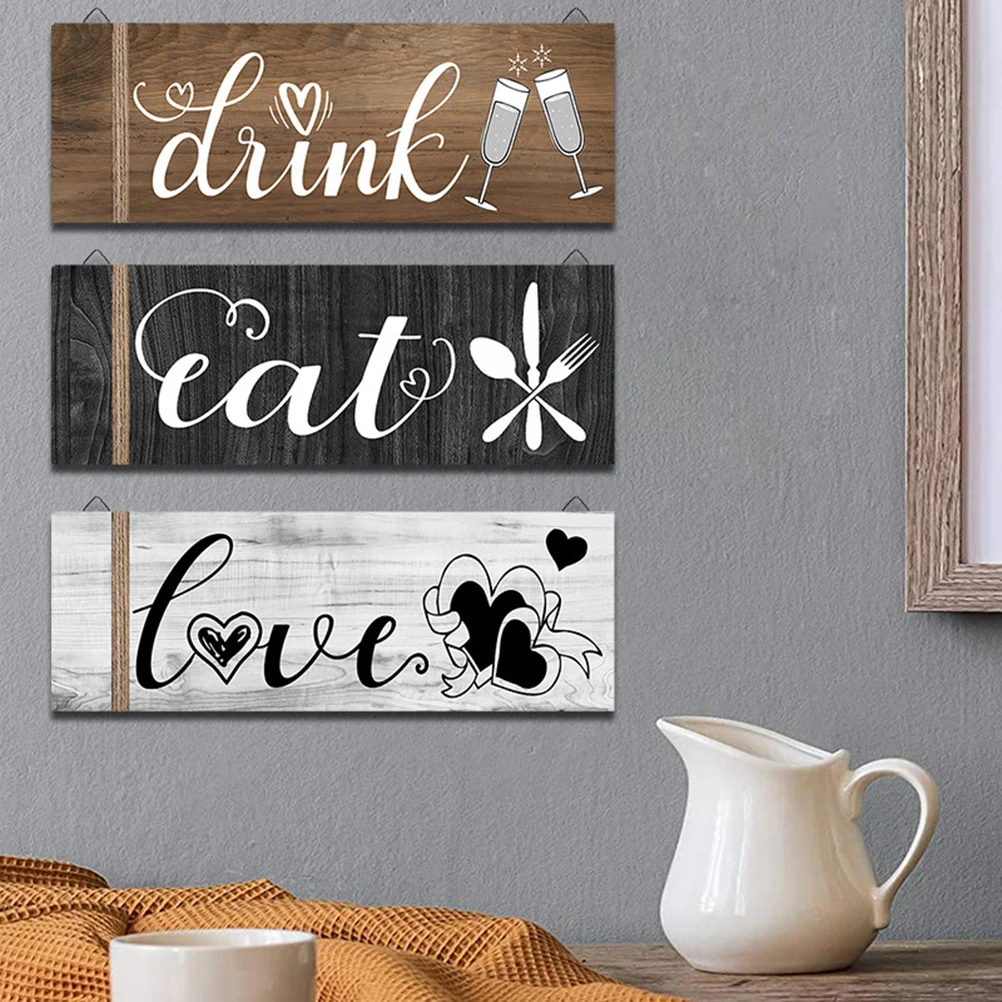 3Pcs Wall Decor Wooden Hanging Sign Art for Home Kitchen Dining Room Restaurant |