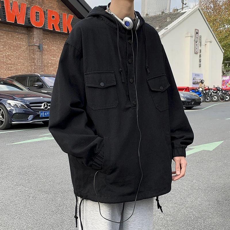 Hong Kong style work suit men's functional hooded jacket spring loose casual top
Hong Kong style work suit men's functional hooded jacket spring loose casual top