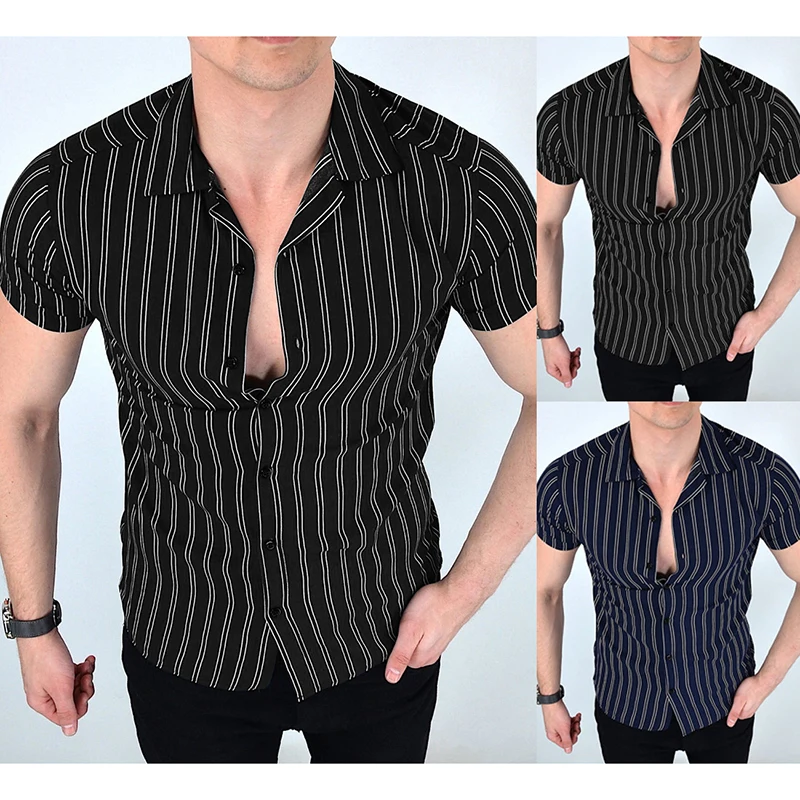 Mens Fashion Summer Casual Double Striped Short Sleeve Button Social Male Business Hawaiana Beach Muscle Slim Fit Fashion Cloth
Mens Fashion Summer Casual Double Striped Short Sleeve Button Social Male Business Hawaiana Beach Muscle Slim Fit Fashion Cloth