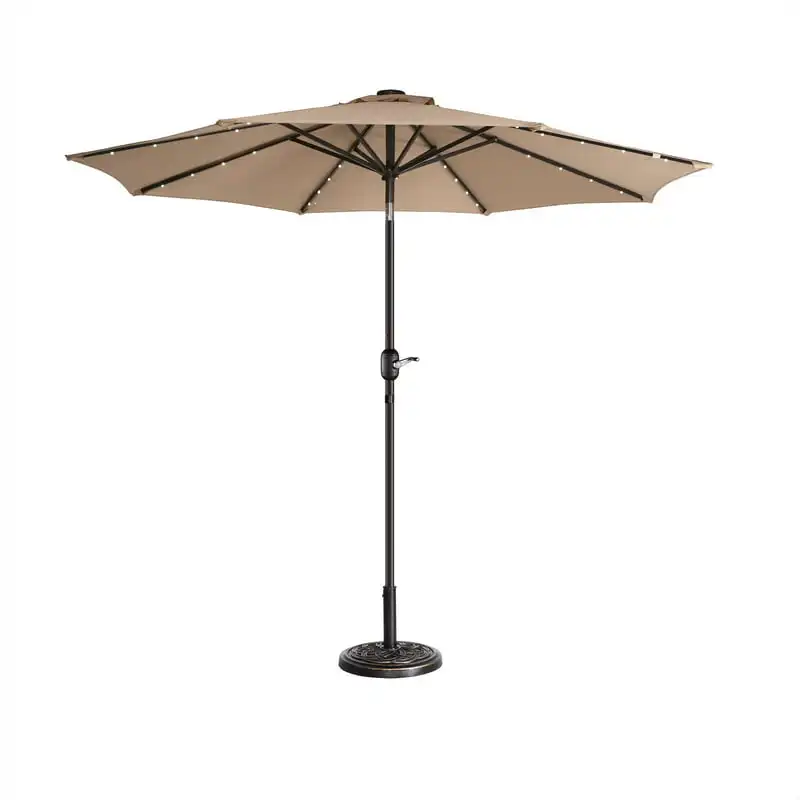 9' LED Lighted Outdoor Patio Umbrella with 8 Steel Ribs and Push Button Tilt, Solar Powered Market Umbrella, Beige Sun Beach Umb
9' LED Lighted Outdoor Patio Umbrella with 8 Steel Ribs and Push Button Tilt, Solar Powered Market Umbrella, Beige Sun Beach Umb