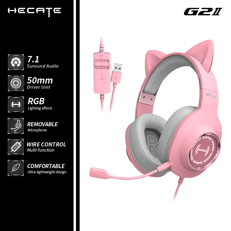 Розовые наушники EDIFIER HECATE G2II с кошачьими ушками, игровая гарнитура 7,1 с объемным звуком, RGB светильник, шумоподавляющие наушники с микрофоном для ПК
Розовые наушники EDIFIER HECATE G2II с кошачьими ушками, игровая гарнитура 7,1 с объемным звуком, RGB светильник, шумоподавляющие наушники с микрофоном для ПК