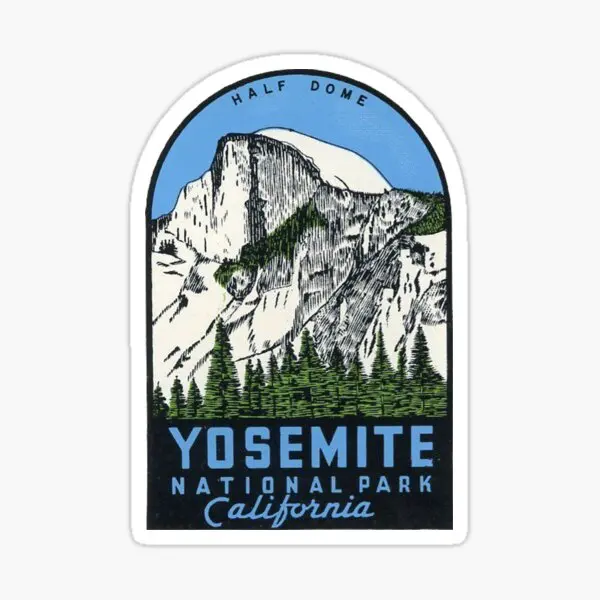 

Yosemite National Park California Half 5PCS Stickers for Decorations Print Bumper Background Water Bottles Wall Car Luggage
