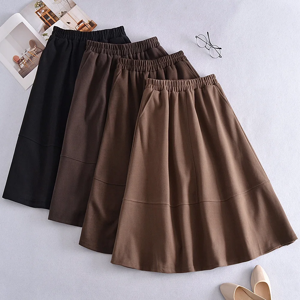 Winter Thick Blend A-line Long Skirt with Side Pockets Korean Style Elastic Waist Wool Calf Long Skirt
Winter Thick Blend A-line Long Skirt with Side Pockets Korean Style Elastic Waist Wool Calf Long Skirt