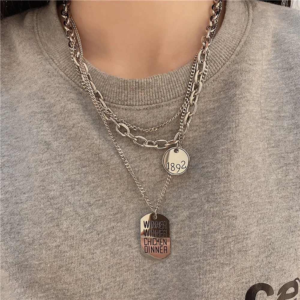 Niche Design Multi-layered Round Card Square Necklace Cold Wind Hip-hop Trendy Brand Sweater Chain Guard Chain Titanium Steel 
Niche Design Multi-layered Round Card Square Necklace Cold Wind Hip-hop Trendy Brand Sweater Chain Guard Chain Titanium Steel