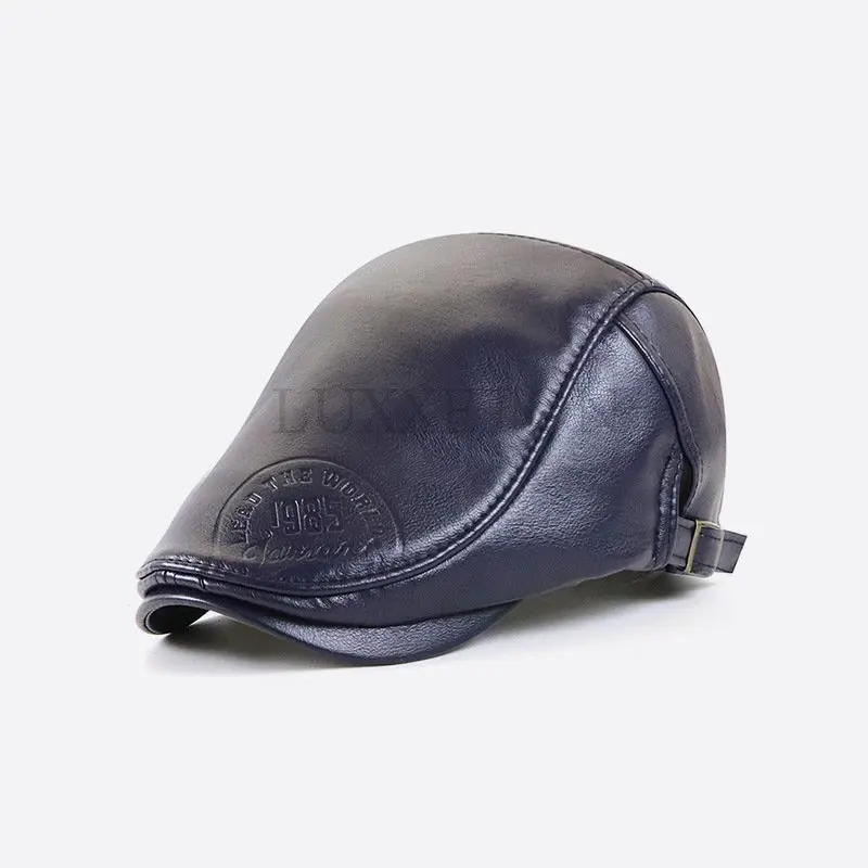 New Autumn and Winter Caps Men's PU Leather Forward Hat Casual Beret Hats Fashion Stitching
New Autumn and Winter Caps Men's PU Leather Forward Hat Casual Beret Hats Fashion Stitching