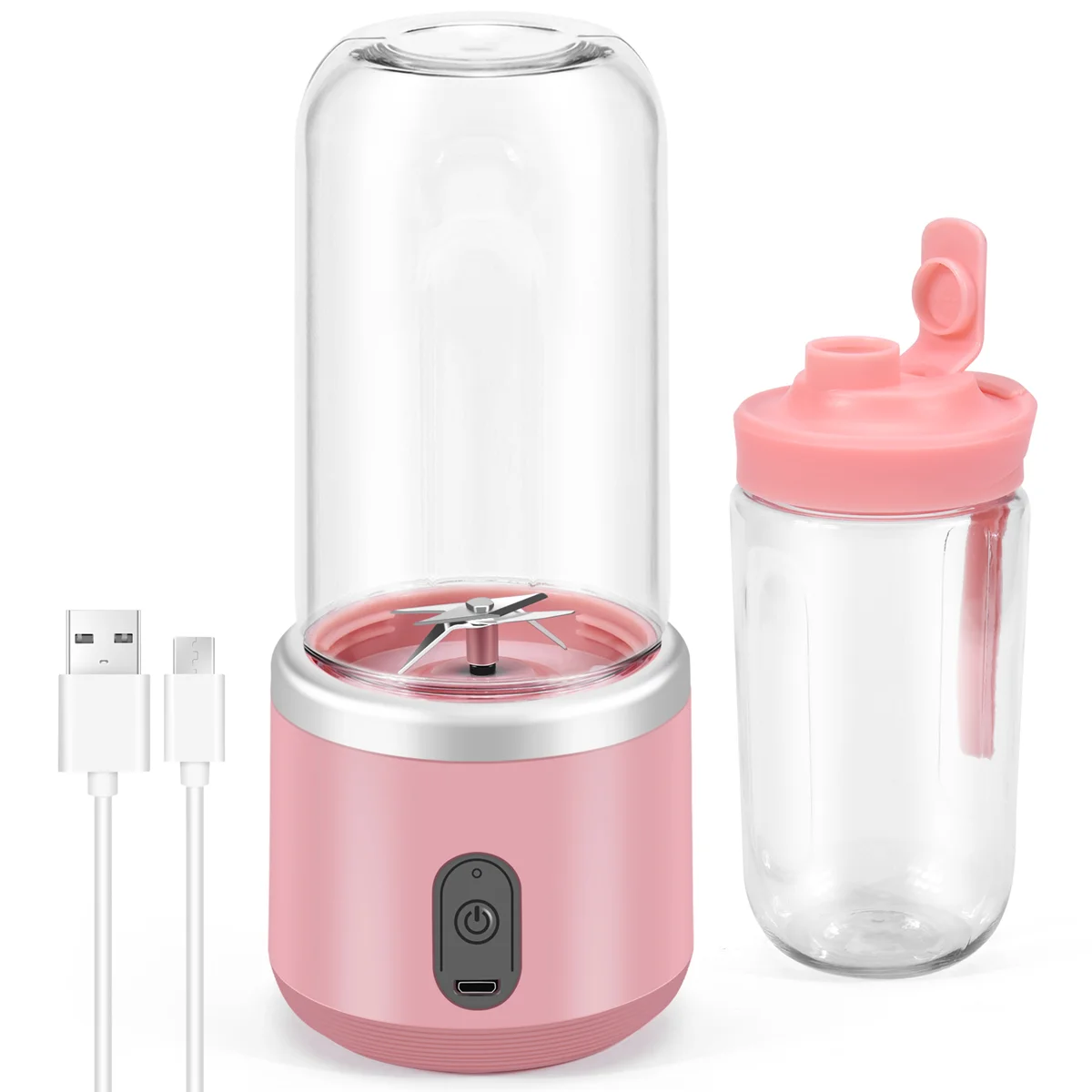 

Portable Juicer Blender 400Ml Electric Fruit Juicer USB Charging Lemon Orange Fruit Juicing Cup Smoothie Blender Pink B