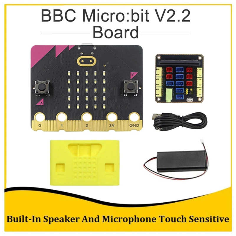 BBC Micro:Bit V2.2 Kit Built-In Speaker Microphone Touch Programmable Learning Development Board+Micro:Bit Adapter Board
BBC Micro:Bit V2.2 Kit Built-In Speaker Microphone Touch Programmable Learning Development Board+Micro:Bit Adapter Board