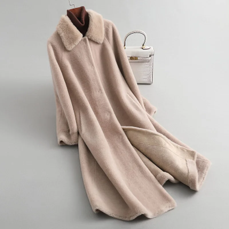 and autumn winter women's new high-quality sheep shearing female long section grain wool Haining fur coat
and autumn winter women's new high-quality sheep shearing female long section grain wool Haining fur coat